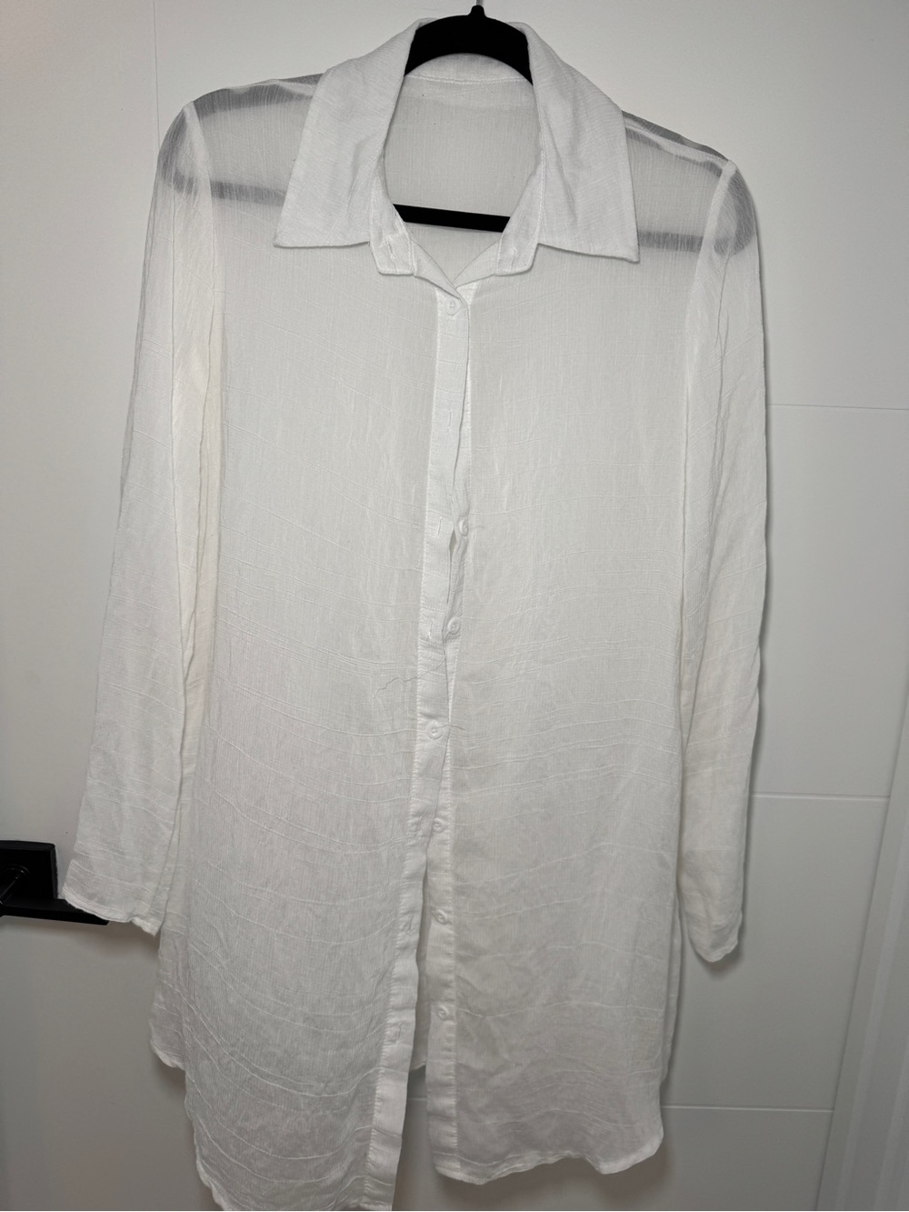 White Lightweight Button-Up Shirt Jacket